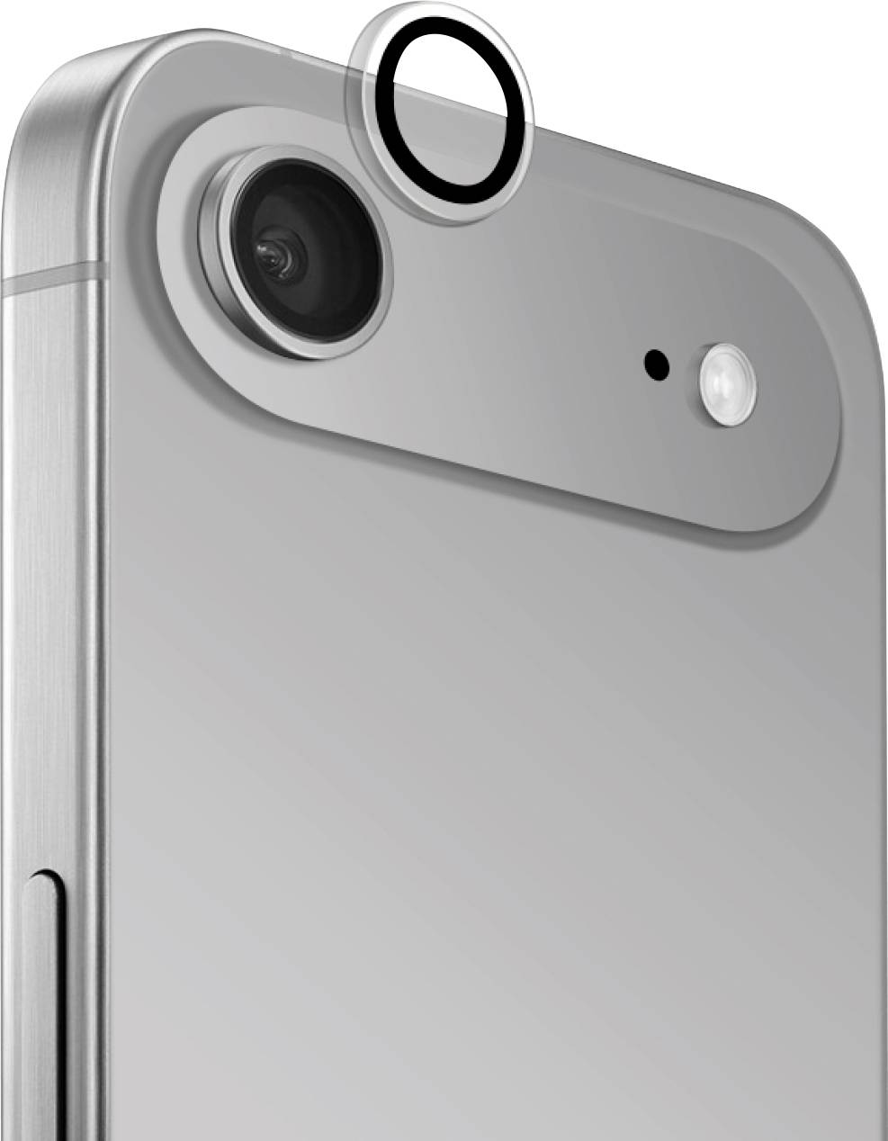 A smartphone camera with a protective screen cover; highlights the design and camera lens features of a modern mobile device.