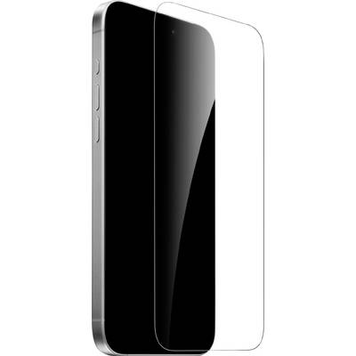 Smartphone with a screen protector attached, showcasing the protector's transparent coverage and fit over the device's screen.
