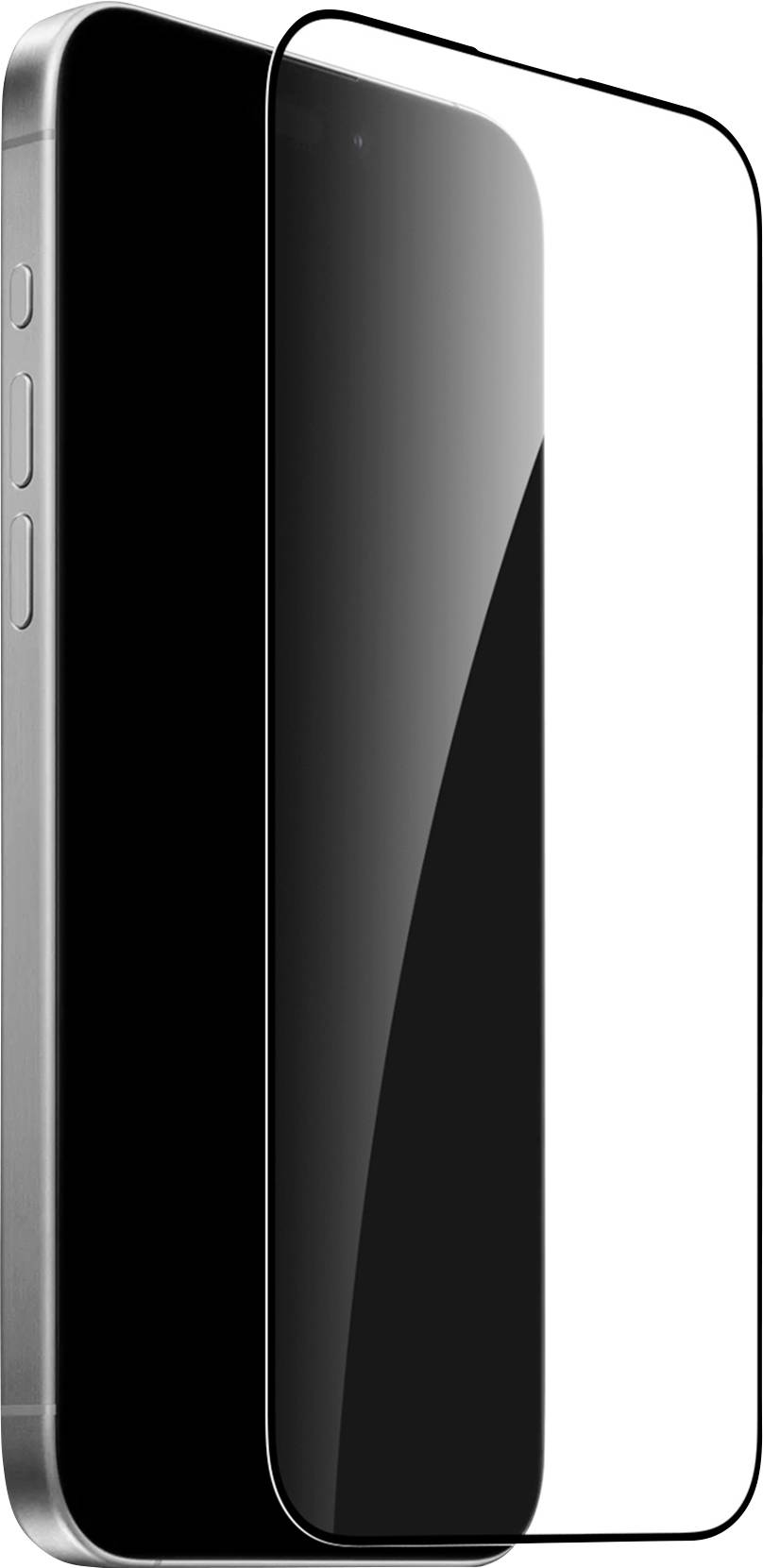 A smartphone showing a screen protector partially covering its display, highlighting the thin and clear design for device protection.