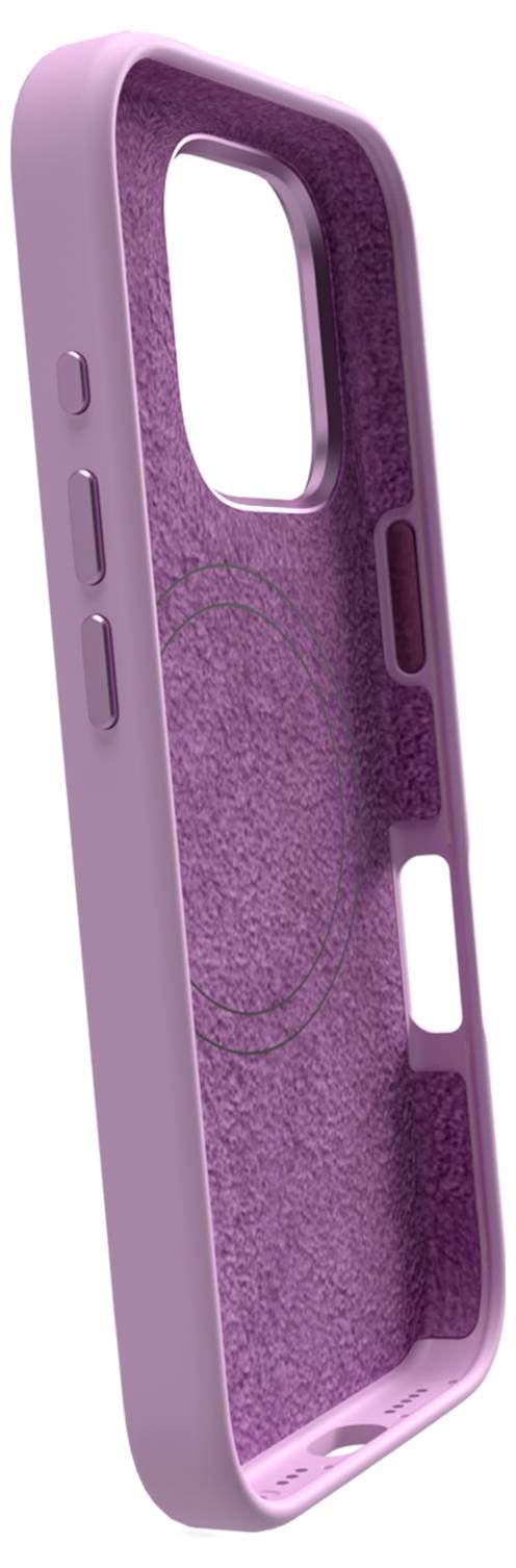 Pink smartphone case with a textured interior and precise cutouts for buttons and camera.