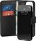 'Black phone case with card slots and cash pocket holds two credit cards and a folded 20 euro note, alongside a smartphone showing 22:33.'