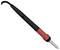 Soldering iron with a black handle and red grip, featuring a metallic tip, used for electronic soldering tasks.