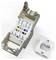 Open Ethernet keystone jack insert with color-coded wiring guide and detached white faceplate<br>