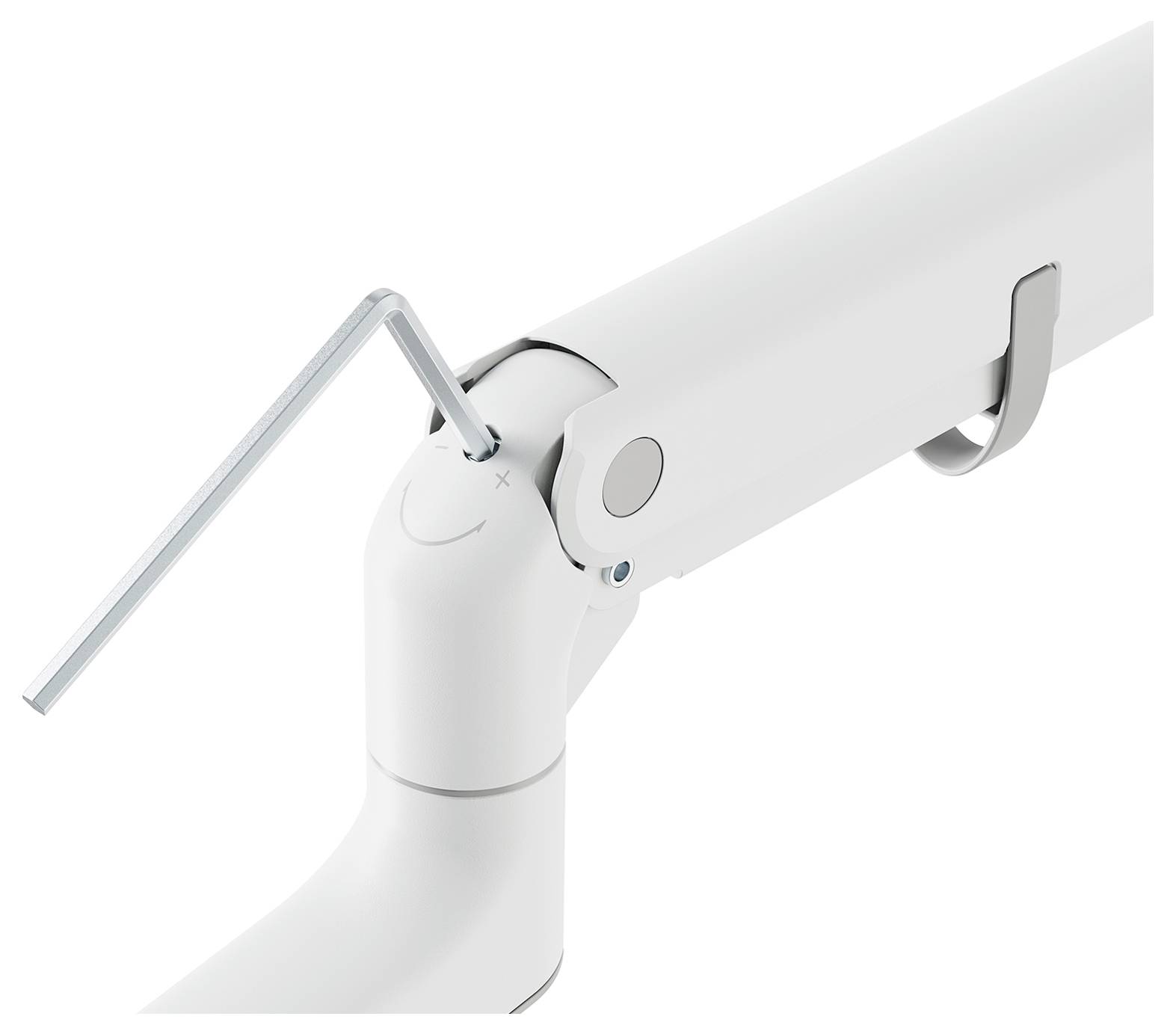 The image shows an IKEA wall bracket with a metal rod inserted, likely for adjusting or securing the fixture.
