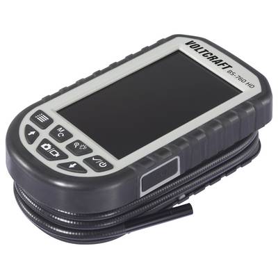Portable VOLTCRAFT BS-250 HD inspection camera with a screen and attached flexible cable probe.