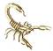 A wooden 3D puzzle of a scorpion with intricate details, showing its tail curled and pincers extended, displayed on a plain background.