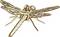A wooden, laser-cut dragonfly model with detailed wings and segmented body, displayed against a white background.