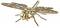 A wooden model of a dragonfly with intricately cut wings and segmented body, displayed against a plain white background.