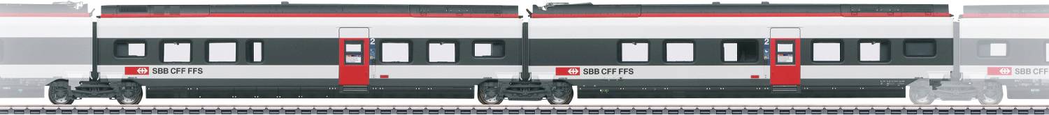 A high-speed train moving along tracks, featuring sleek, modern carriages with red and grey patterns, and a line of windows.