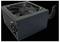 'A computer power supply unit with a fan on top and cable bundle on the side.'