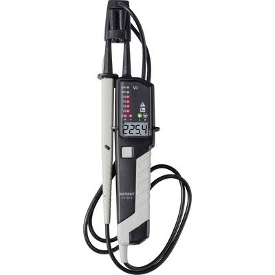 Handheld voltage tester/probe with digital display reading 225.4 and LED indicator lights on the front.