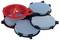 'A tool caddy featuring multiple abrasive sanding discs stacked in organized manner, with a red handle labeled 'Toolcraft'.'