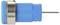 A blue metal water temperature sensor with a cylindrical body and a protruding pin, designed for automotive cooling systems.