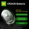 'CR2430 Battery' with Wavy-Net technology, offering 30% longer battery life, ideal for smart home devices, with leak protection.