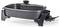 'Black electric skillet with glass lid, temperature control dial on the side, and sturdy base for stability.'