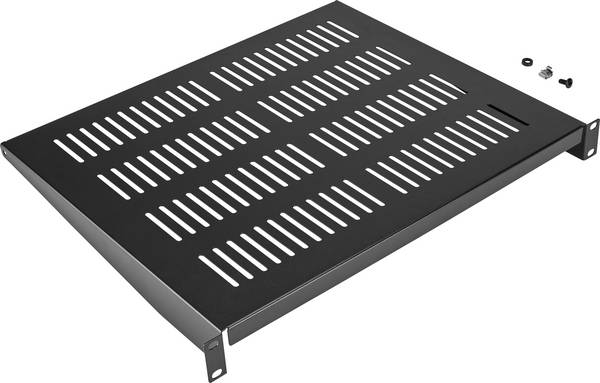 Renkforce RF-7116966 19 inch Server rack cabinet shelf 1 U Suitable for (cabinet depths): > 400 mm Black