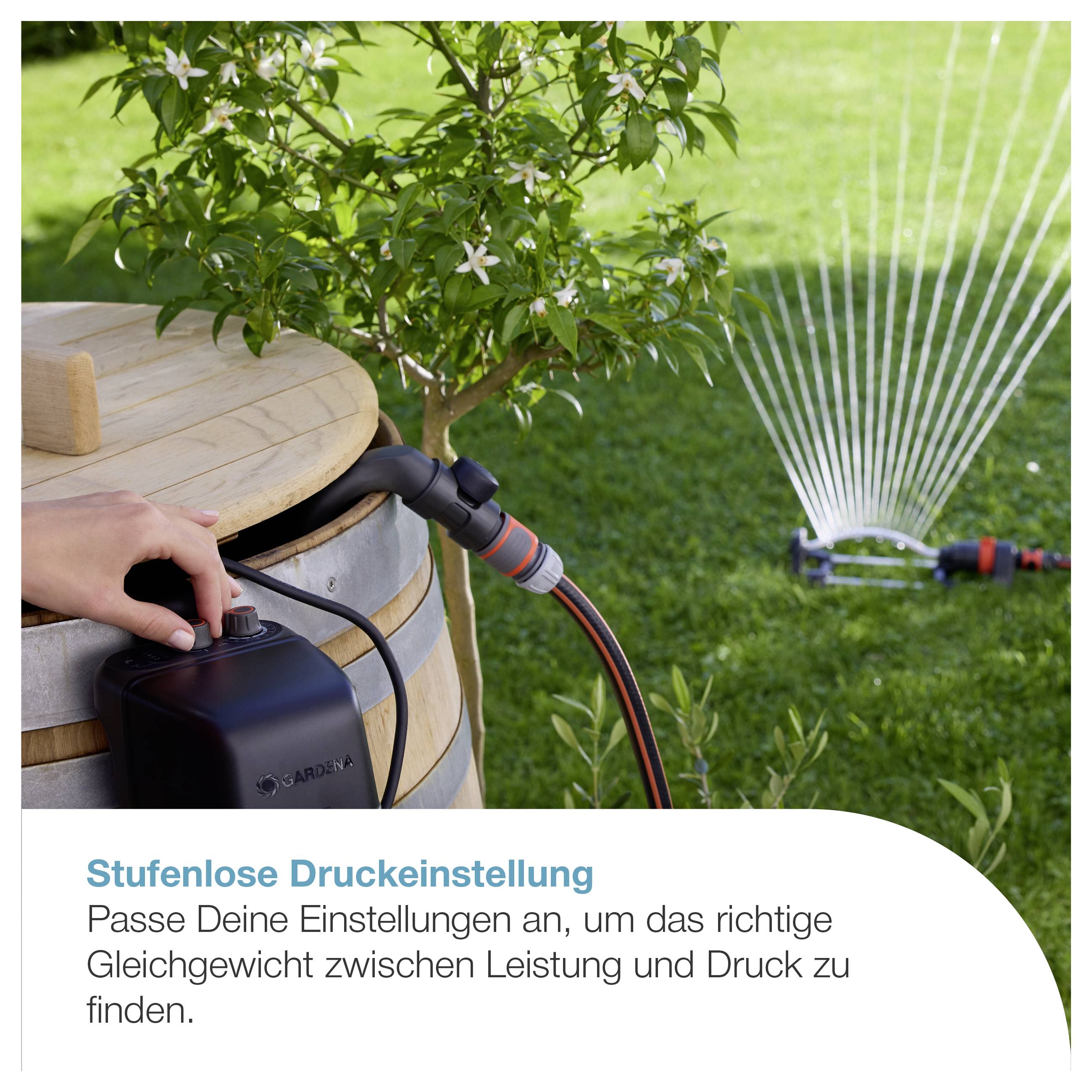 GARDENA Akku-Regenfasspumpe 2600 Comfort 18V P4A Ready-To-Use Set Rainwater harvesting system 2600 l/h 1.8 m-2