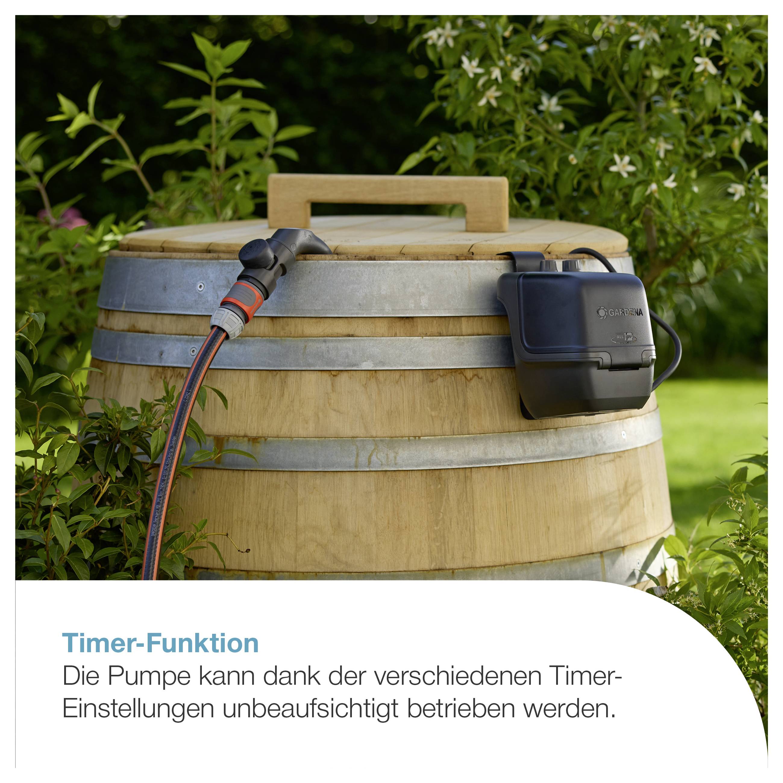 GARDENA Akku-Regenfasspumpe 2600 Comfort 18V P4A Ready-To-Use Set Rainwater harvesting system 2600 l/h 1.8 m-3
