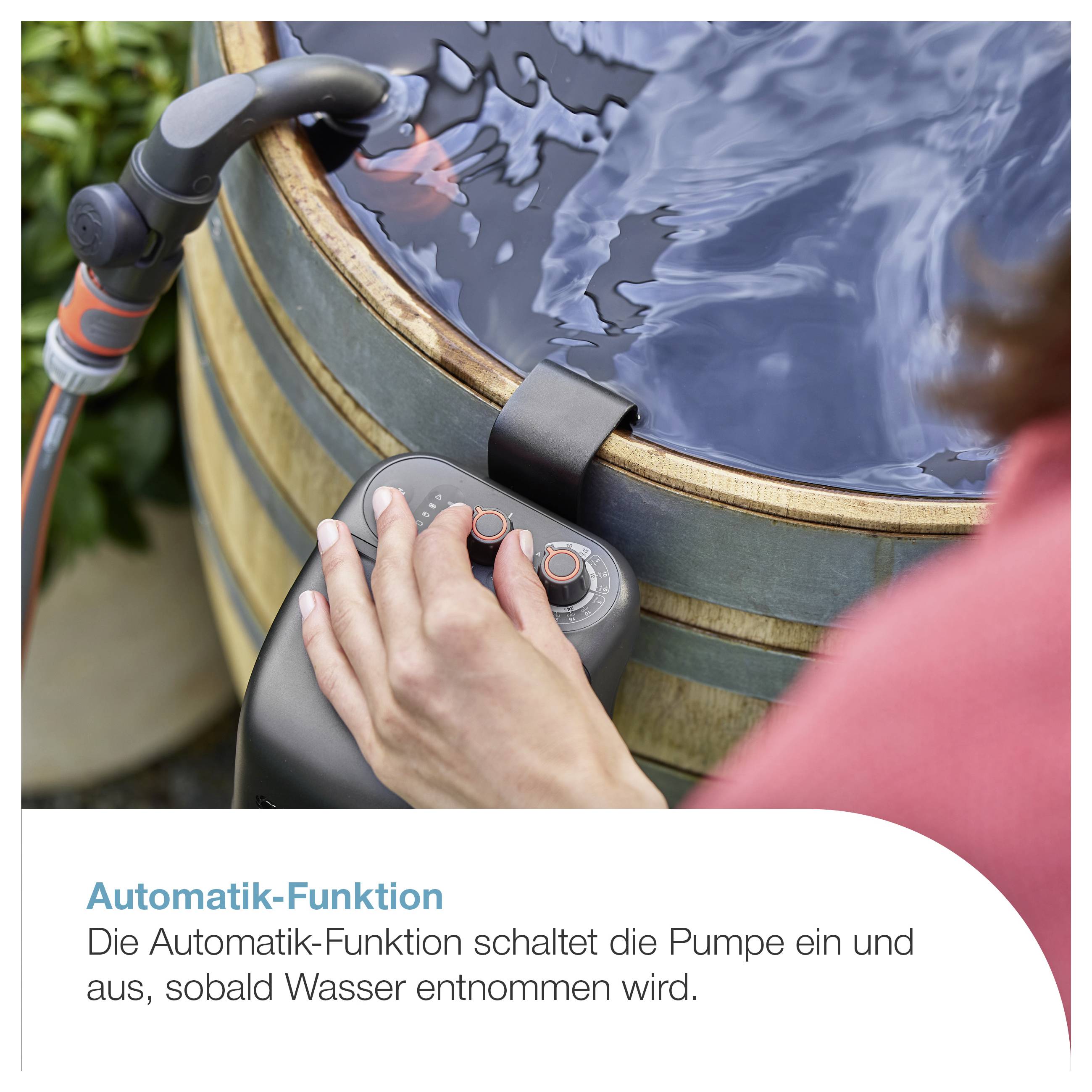 GARDENA Akku-Regenfasspumpe 2400 ComfortAutomatic 18V P4A Ready-To-Use Set Rainwater harvesting system 2400 l/h 1.8 m-1