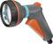 Orange and gray garden spray nozzle with adjustable settings for various watering needs. Text on the handle includes 'GARDENA' brand name.