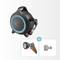 Wall-mounted retractable garden hose reel with included nozzle and connector.
