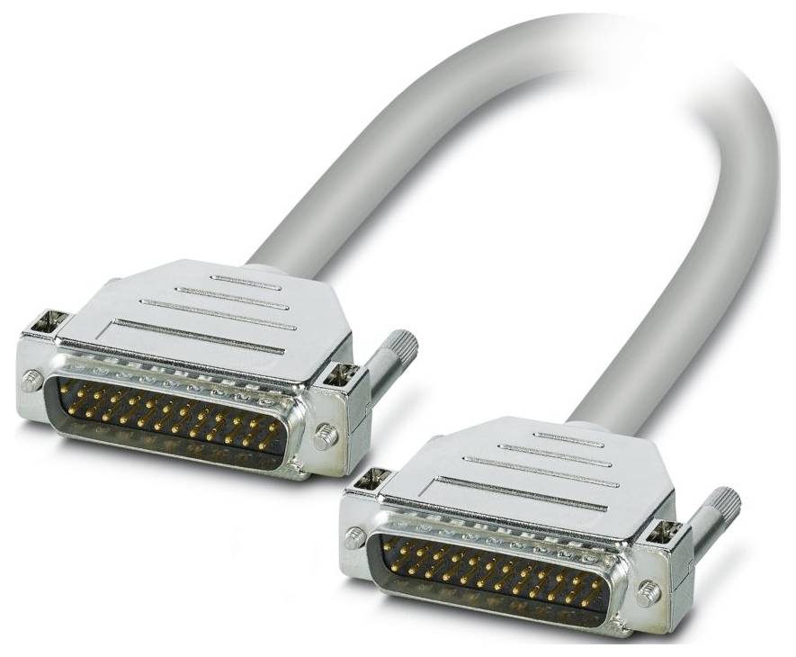 A gray cable with two identical 24-pin D-sub connectors, commonly used for data communication and peripheral connections.