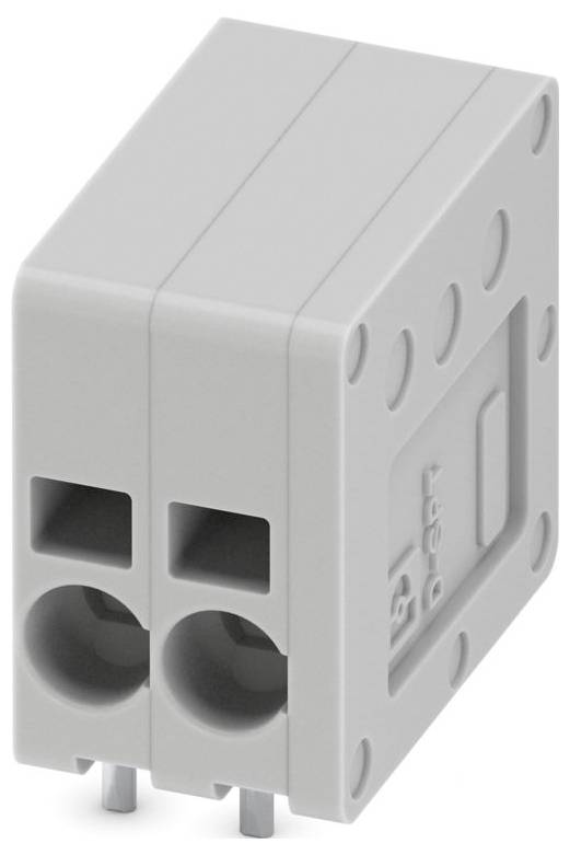 A small, gray electrical component with two input holes, likely for connecting wires, featuring a compact and block-shaped design.