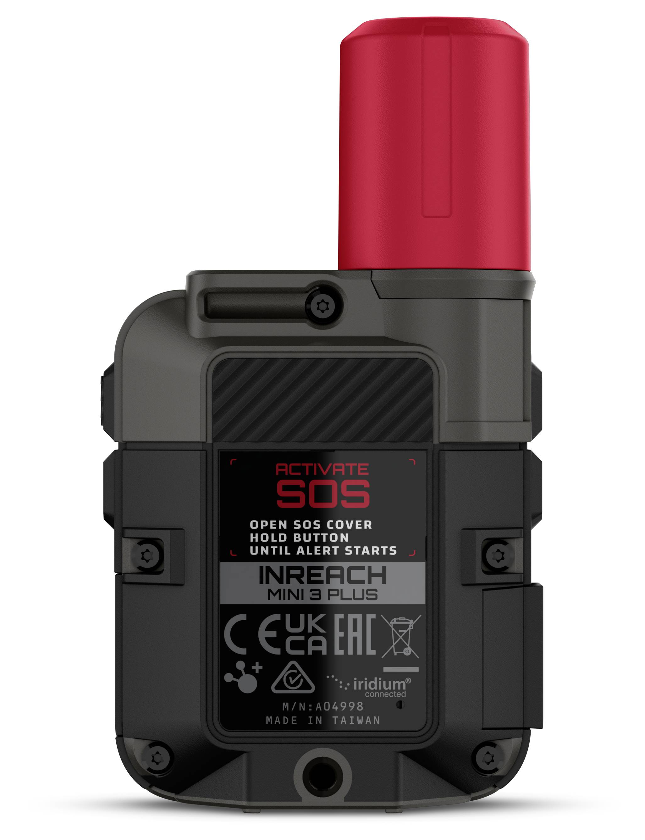 A black and red emergency SOS device with 'ACTIVATE SOS' instructions visible on its front panel.