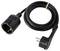 'A black coiled power cable with an EU plug and a black adapter socket.'