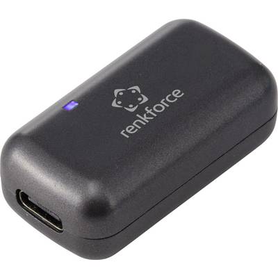 Small black Tenforce USB-C device with a blue indicator light, shown on a white background.