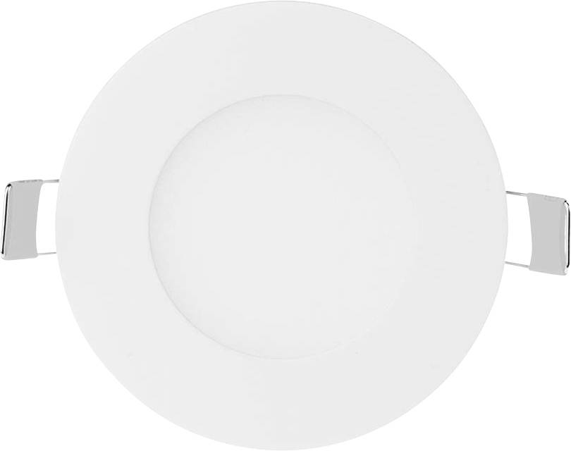 A round, white recessed ceiling light with two side clip handles, designed for installation in a ceiling to provide ambient lighting.