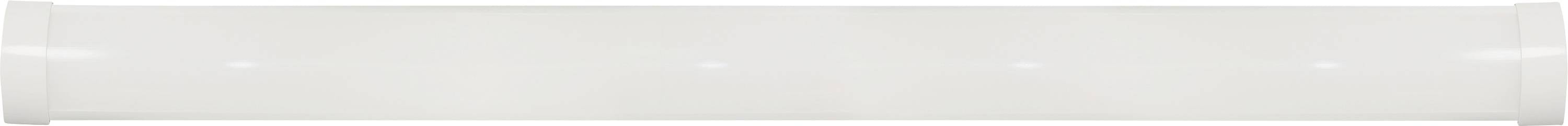 A long, horizontal white panel with a slightly curved surface and subtle light reflections, resembling a minimalist design element.