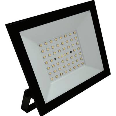 An LED floodlight with a rectangular shape and multiple small LED bulbs arranged in a grid pattern, set in a black frame.