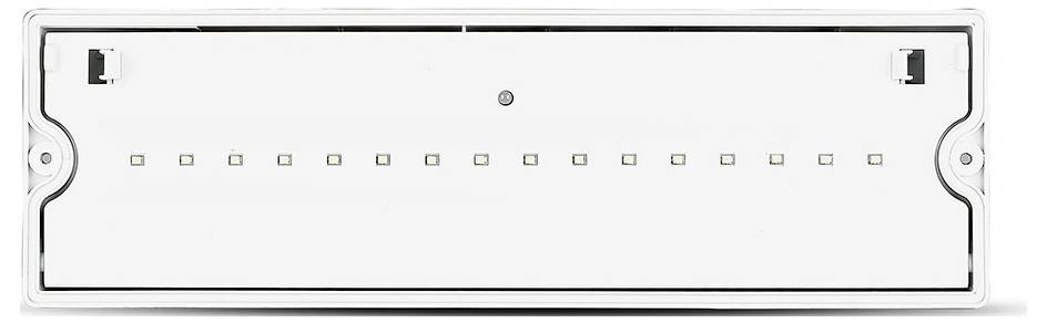 A rectangular LED light fixture with multiple small LED lights in a row, encased in a clear cover, suitable for indoor lighting.