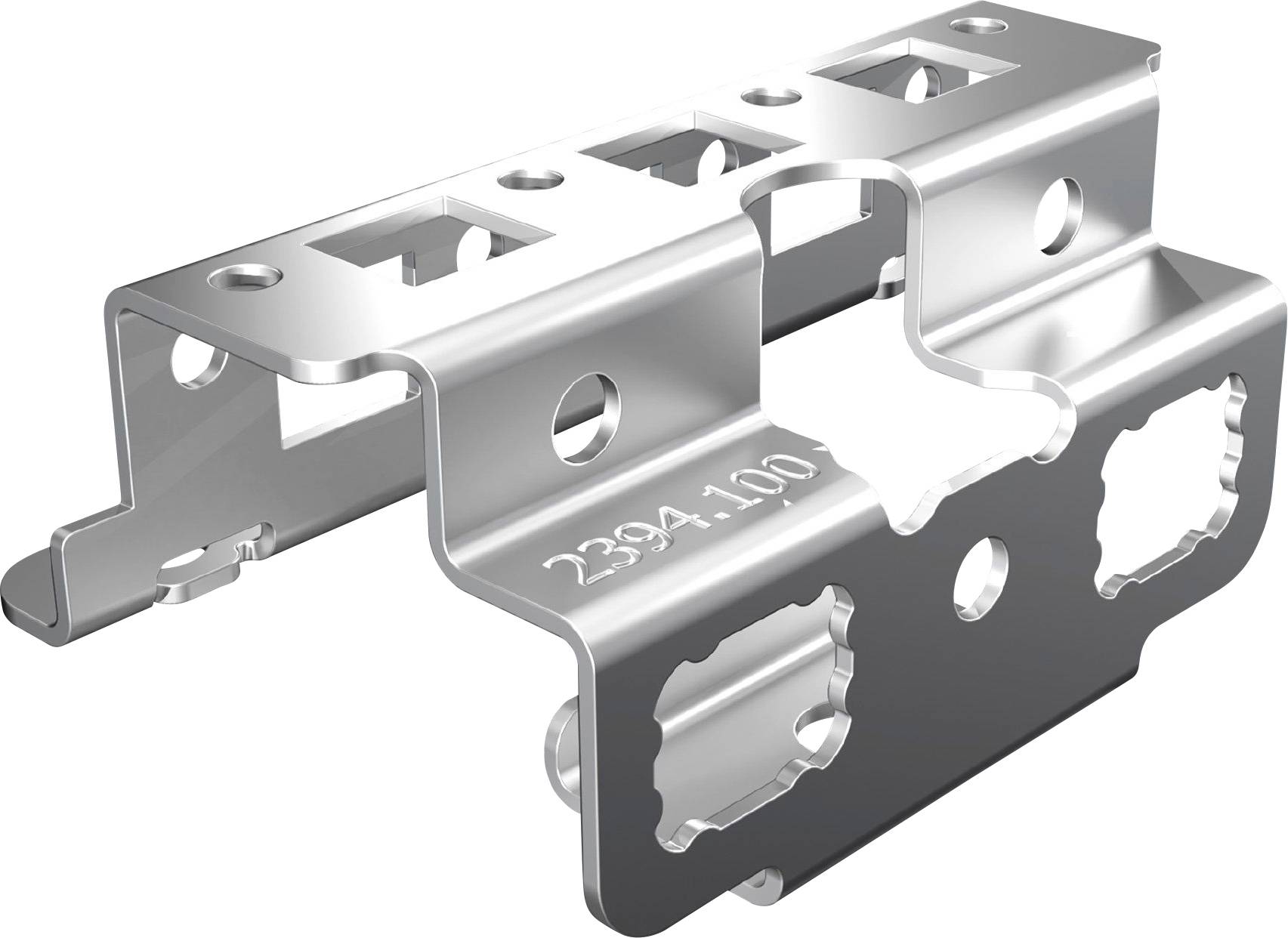 'Metal bracket with multiple cutouts and engraved number 2394.110, designed for structural support in construction or assembly tasks.'