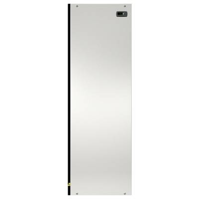 A tall, slim, metallic panel with a small digital display near the top, showing a single green bar.