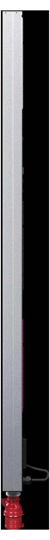 A sleek, vertical, silver-colored pole with a red base and a thin black cord extends across the image.