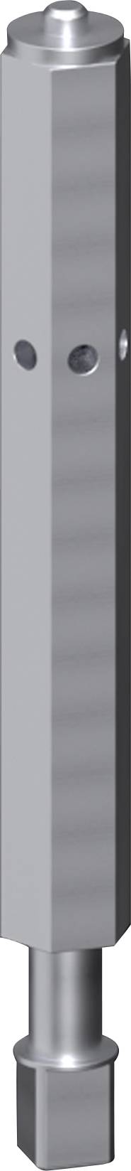 A steel hex extension with a cylindrical attachment point at the base and a square-shaped body.