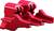 A pair of red clip connectors with a latch and open jaws, designed for securing or connecting small cables or wires.
