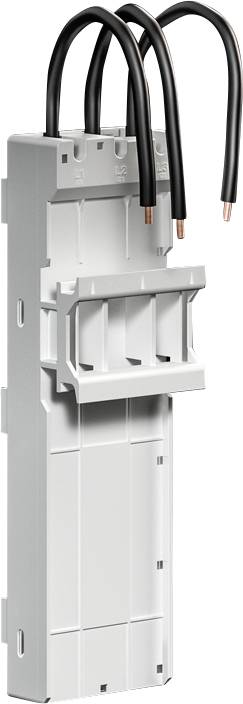 Gray electrical component with four black wires, each with exposed copper ends, connected at the top. The component has a rectangular base and features a front slot.