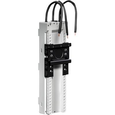 An electrical component with multiple terminals and black wires protruding from the top, used for circuit connections or protection.