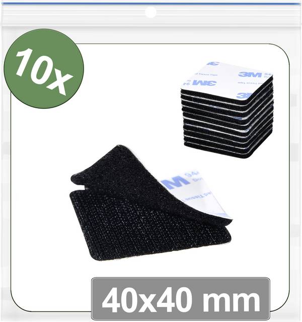 Quadrios 25CA655 Hook-and-loop stick-on dots stick-on Hook and loop pad (L x W) 40 mm x 40 mm Black 10 pc(s)