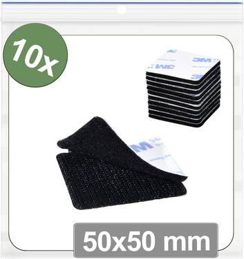 Quadrios 25CA656 Hook-and-loop stick-on dots stick-on Hook and loop pad (L x W) 50 mm x 50 mm Black 10 pc(s)