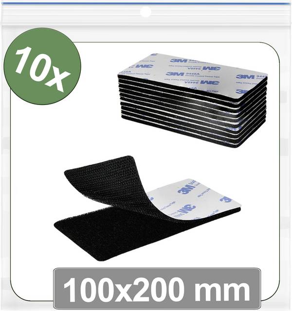Quadrios 25CA659 Hook-and-loop stick-on dots stick-on Hook and loop pad (L x W) 100 mm x 200 mm Black 10 pc(s)