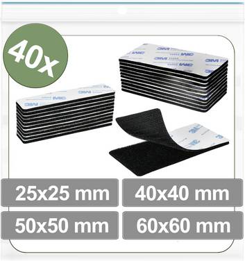 Quadrios 25CA666 Hook-and-loop stick-on dots stick-on Hook and loop pad (L x W) 60 mm x 60 mm Black 40 pc(s)