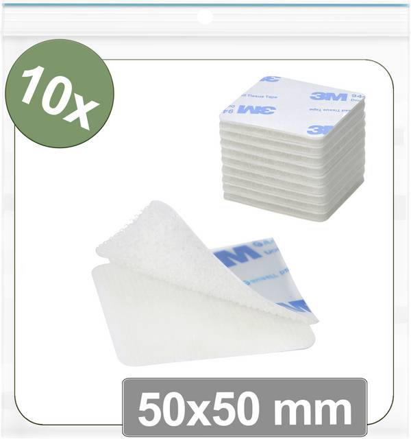 Quadrios 25CA674 Hook-and-loop stick-on dots stick-on Hook and loop pad (L x W) 50 mm x 50 mm White 10 pc(s)