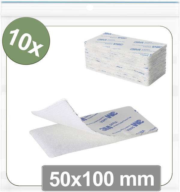 Quadrios 25CA676 Hook-and-loop stick-on dots stick-on Hook and loop pad (L x W) 50 mm x 100 mm White 10 pc(s)