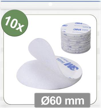 Quadrios 25CA681 Hook-and-loop stick-on dots stick-on Hook and loop pad (Ø) 60 mm White 10 pc(s)