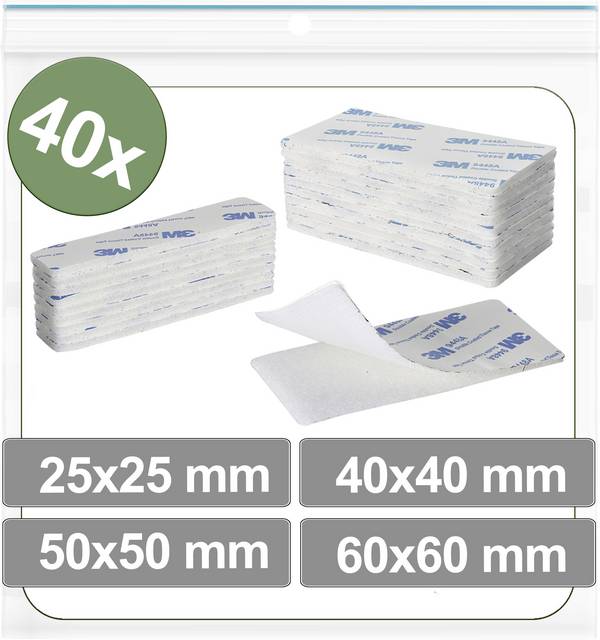 Quadrios 25CA684 Hook-and-loop stick-on dots stick-on Hook and loop pad (L x W) 60 mm x 60 mm White 40 pc(s)
