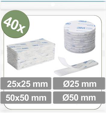 Quadrios 25CA685 Hook-and-loop stick-on dots stick-on Hook and loop pad (Ø x L) 50 mm x 50 mm White 40 pc(s)